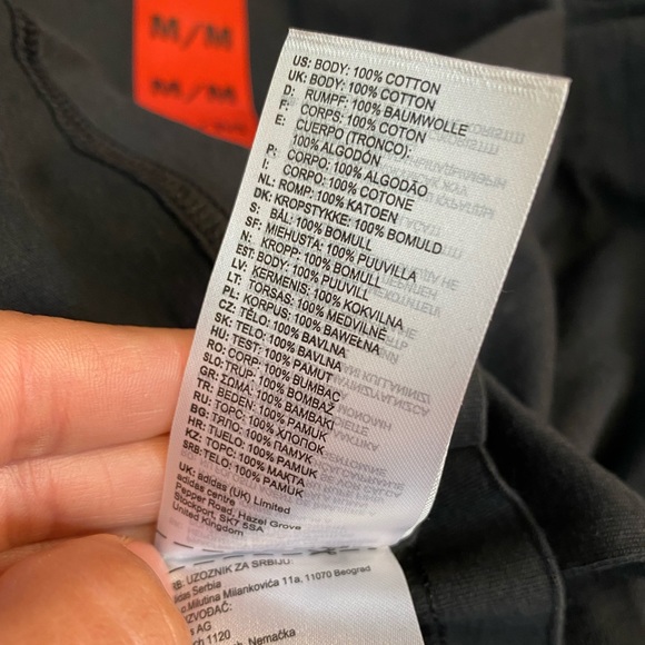 NEW Black Adidas T-Shirt - White Font Size Medium - Picture 3 of 6